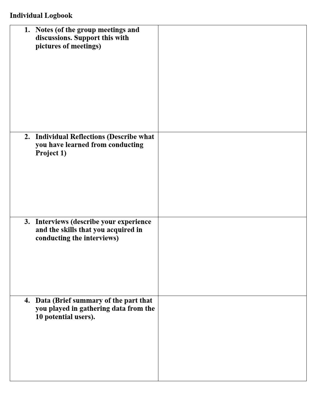 Individual Logbook 1. Notes (of the group meetings | Chegg.com