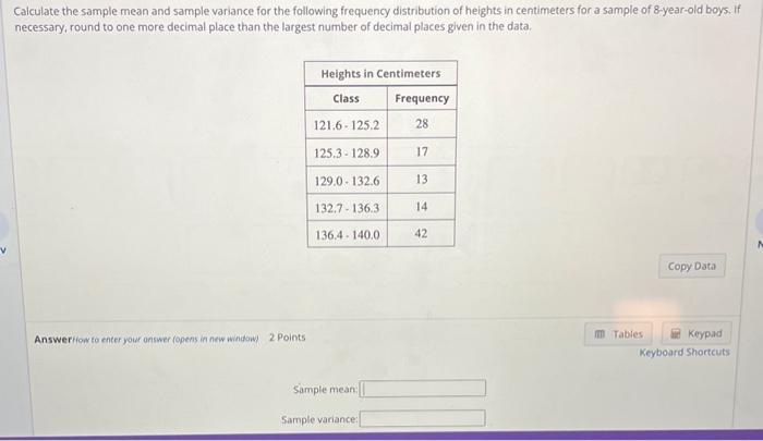 Solved Calculate the sample mean and sample variance for the | Chegg.com