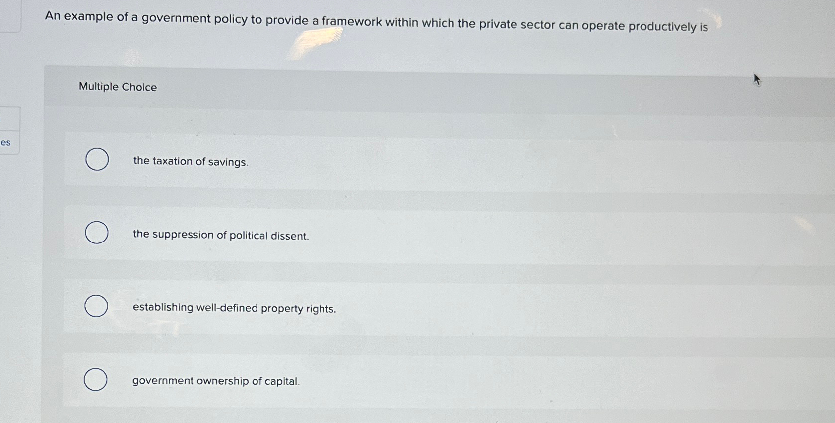 Solved An example of a government policy to provide a | Chegg.com