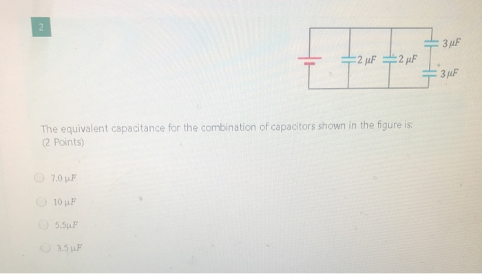Solved 3uF FI 2uF-2 uf = 3uF The equivalent capacitance for | Chegg.com
