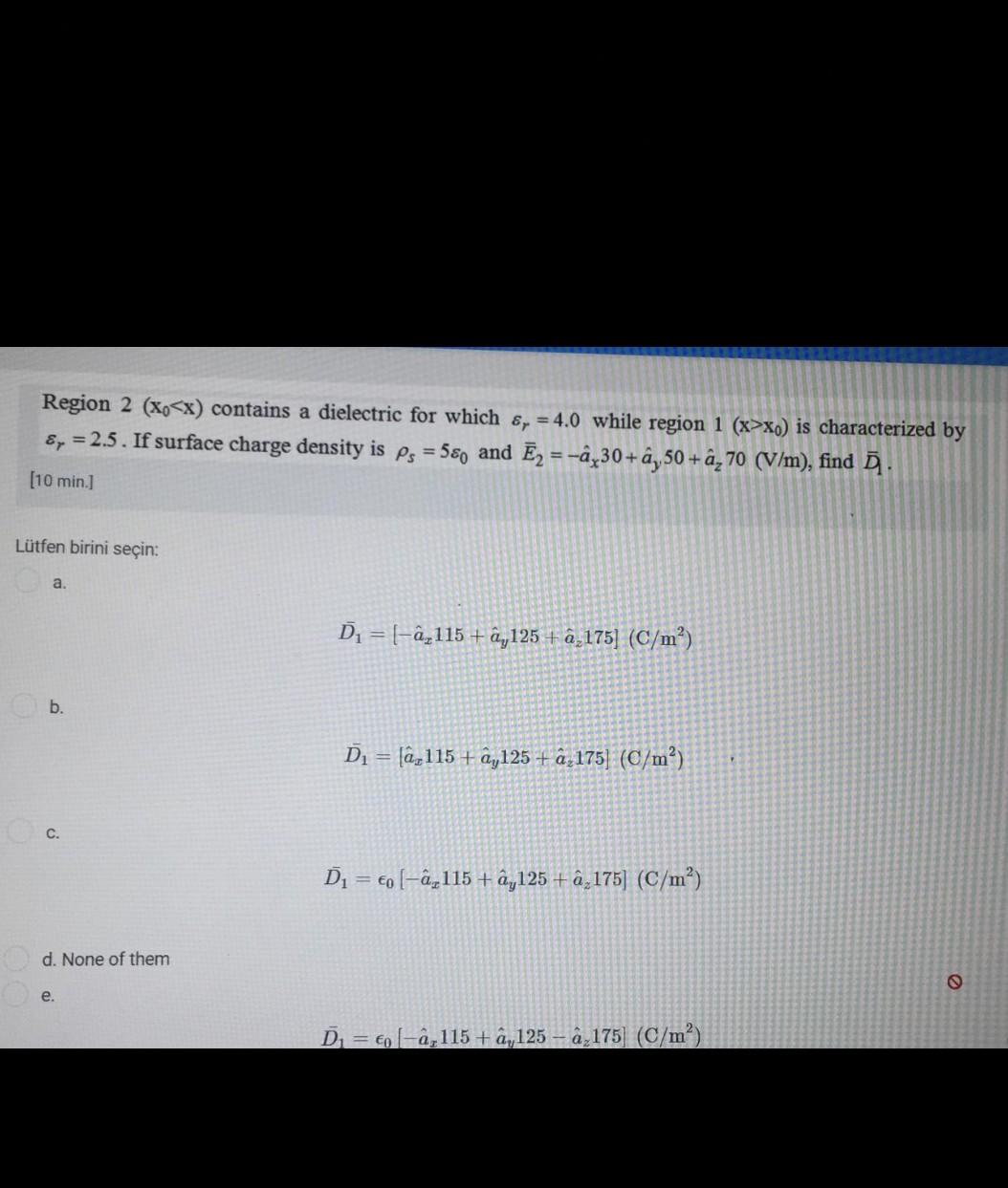 Solved Region 2 X X Contains A Dielectric For Which Chegg Com