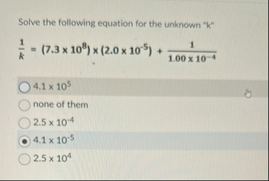 Solved Solve the following equation for the unknown " ﻿k | Chegg.com