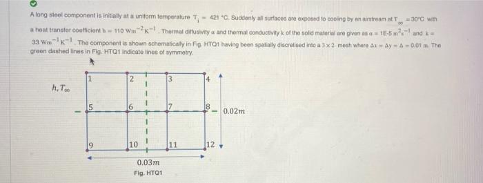 Solved A long steel component is initially at a uniform | Chegg.com