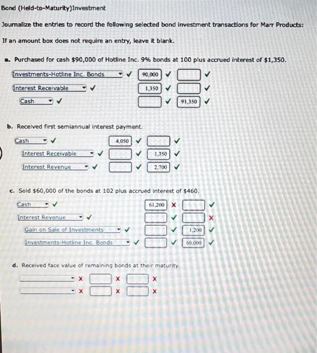 Solved Bond (Held-to-Maturity)Investment Journalize The | Chegg.com