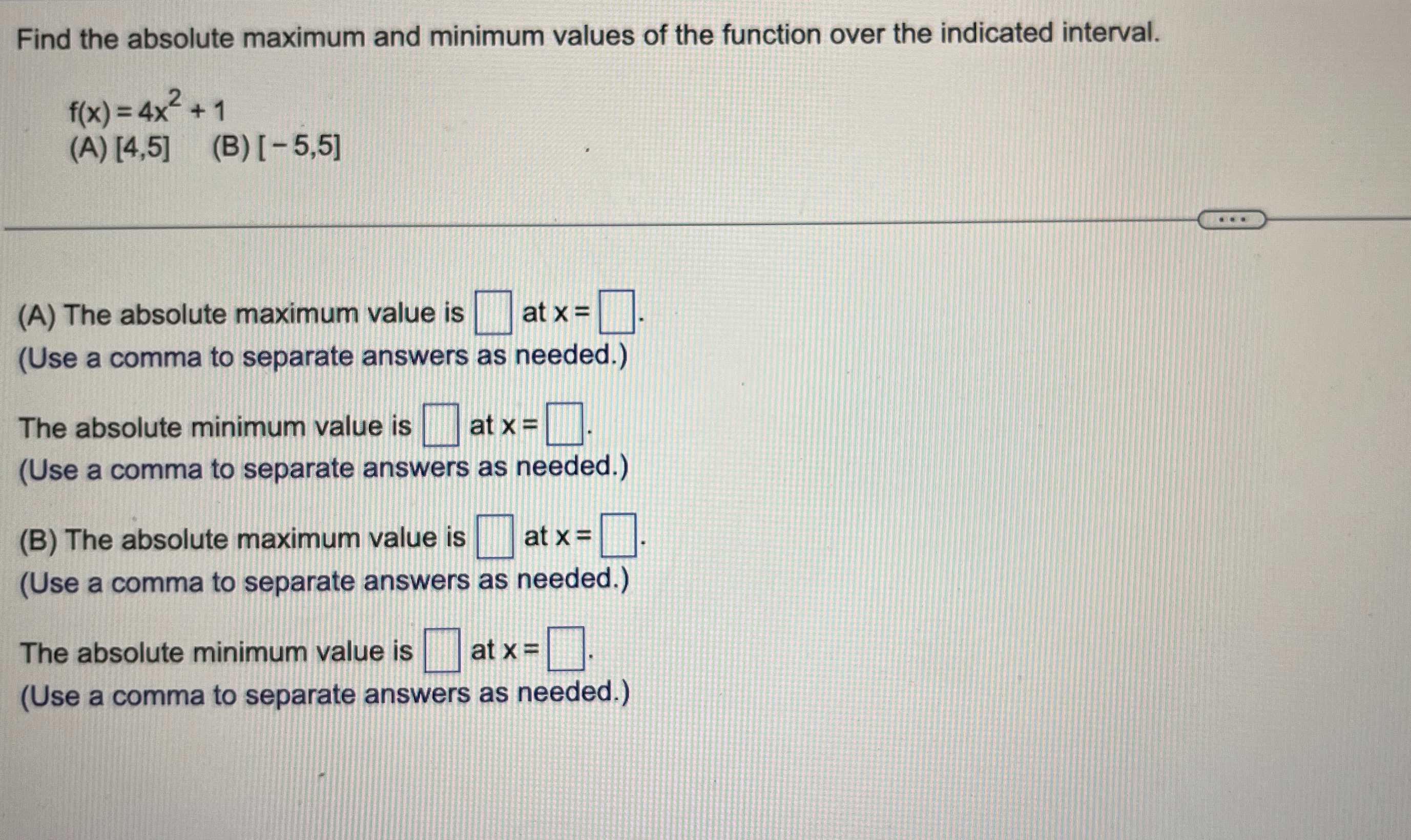 Solved Find the absolute maximum and minimum values of the | Chegg.com