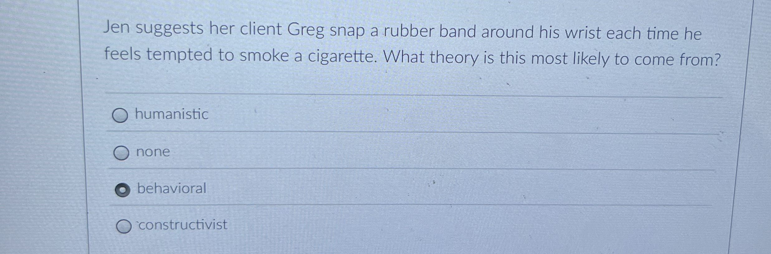 Solved Jen suggests her client Greg snap a rubber band