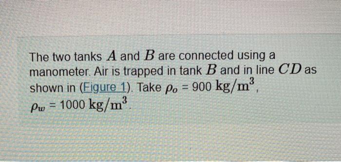 Solved The Two Tanks A And B Are Connected Using A | Chegg.com