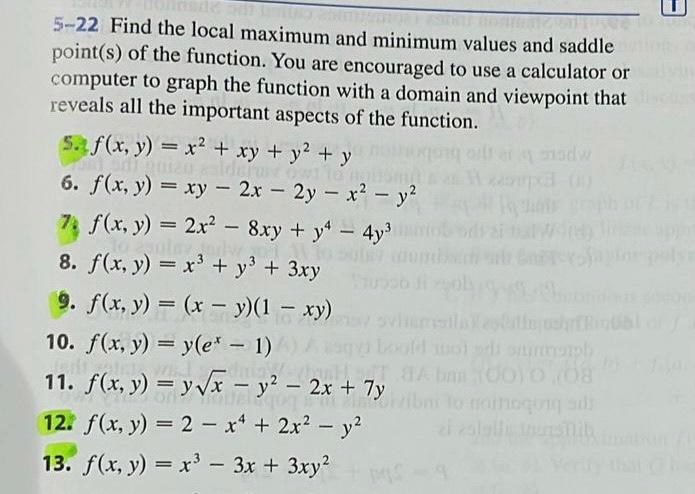 Solved 5-22 Find the local maximum and minimum values and | Chegg.com