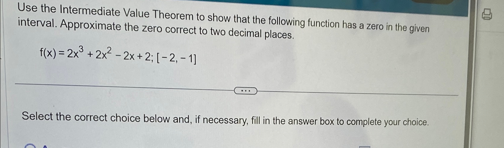 Solved Use the Intermediate Value Theorem to show that the | Chegg.com