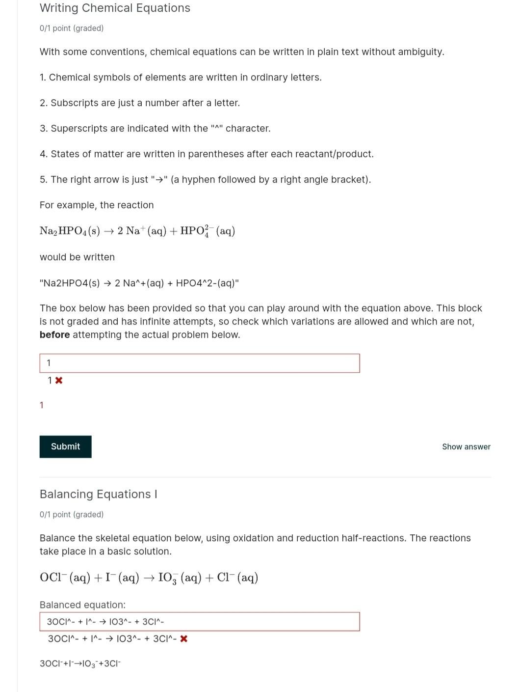 Solved Writing Chemical Equations 0 1 point graded With Chegg