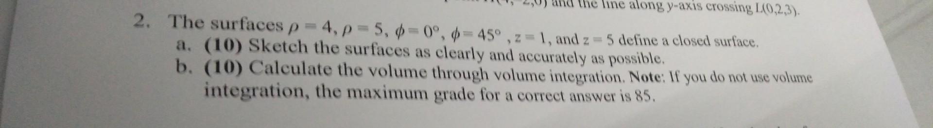 Solved 2. The surfaces ρ=4,ρ=5,ϕ=0∘,ϕ=45∘,z=1, and z=5 | Chegg.com