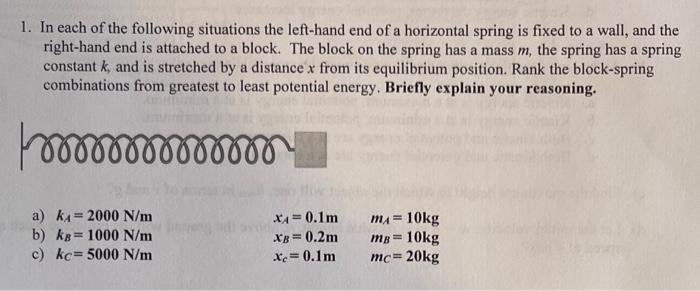 Solved 1. In each of the following situations the left-hand | Chegg.com