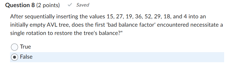 Solved Question 8 (2 ﻿points) ﻿After sequentially inserting | Chegg.com