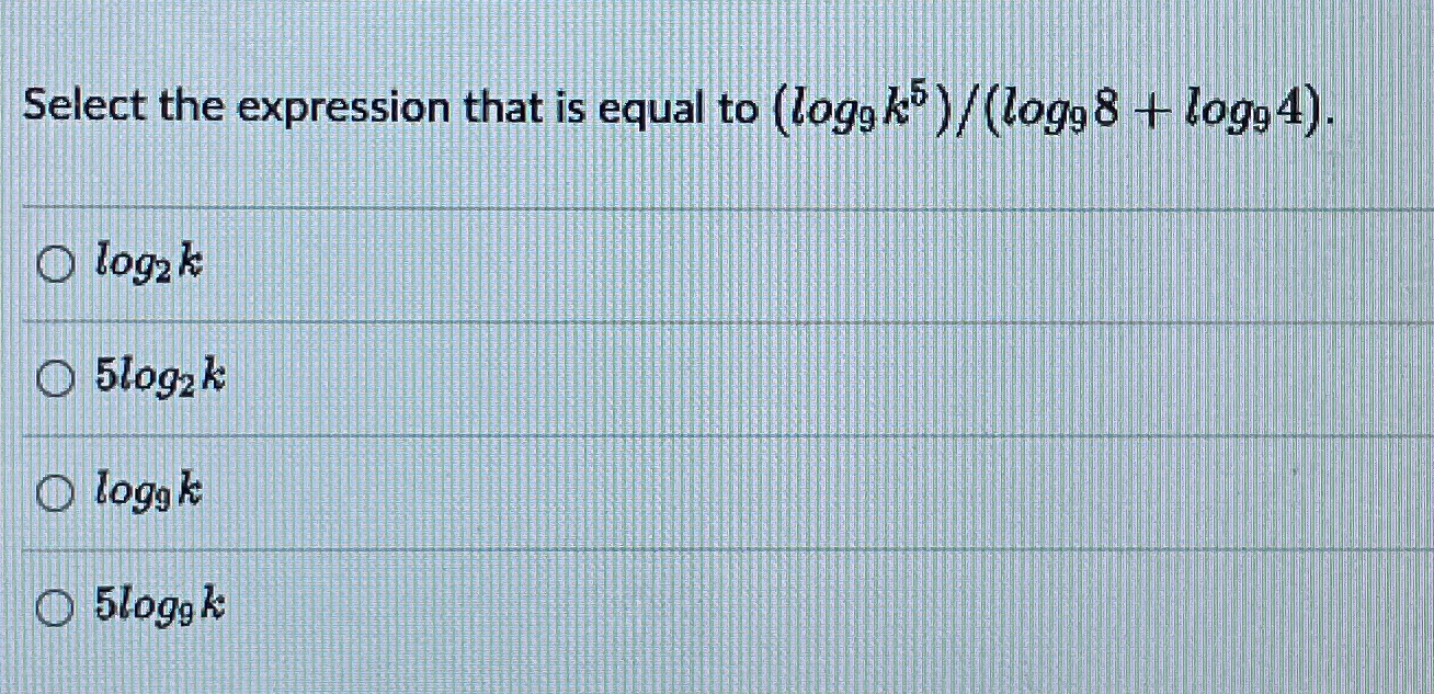 Solved Select the expression that is equal to | Chegg.com