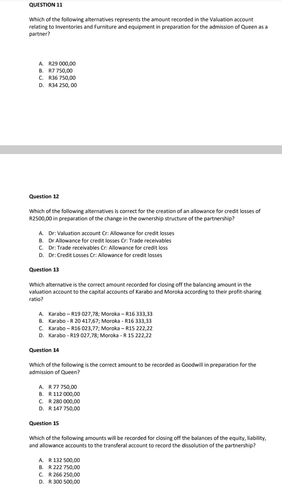 Solved Use the following information to answer questions 11 | Chegg.com