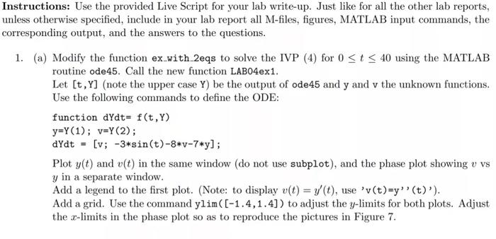 Solved Instructions: Use the provided Live Script for your | Chegg.com