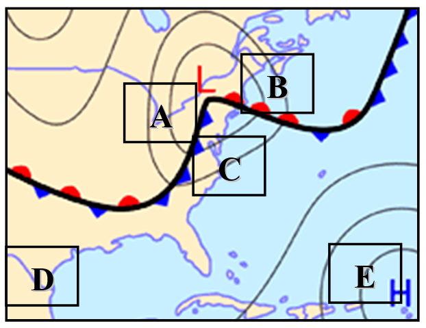 Solved Given the following surface weather map, which | Chegg.com