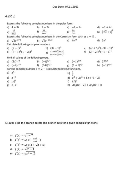 Solved Express the following complex numbers in the polar | Chegg.com