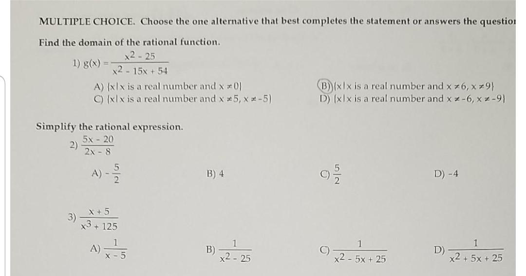 Solved MULTIPLE CHOICE. Choose the one alternative that best | Chegg.com