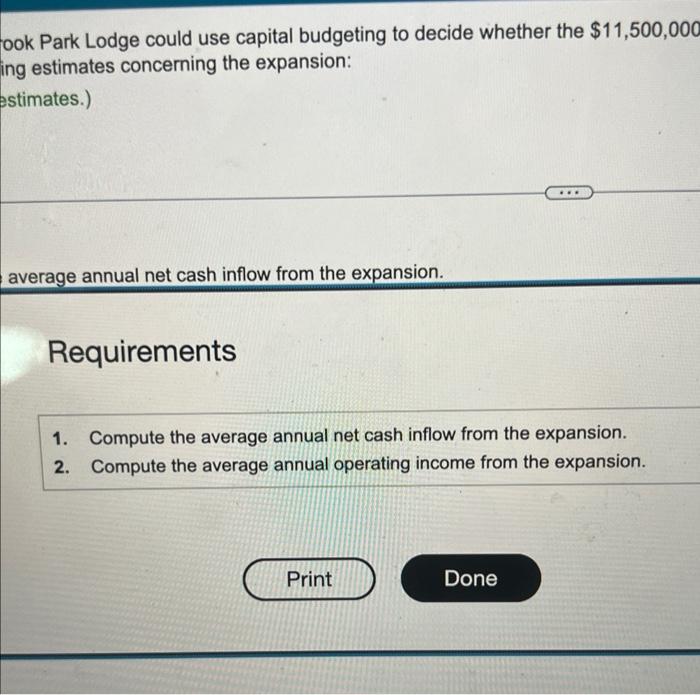 Solved Consider how Preston Valley Brook Park Lodge could