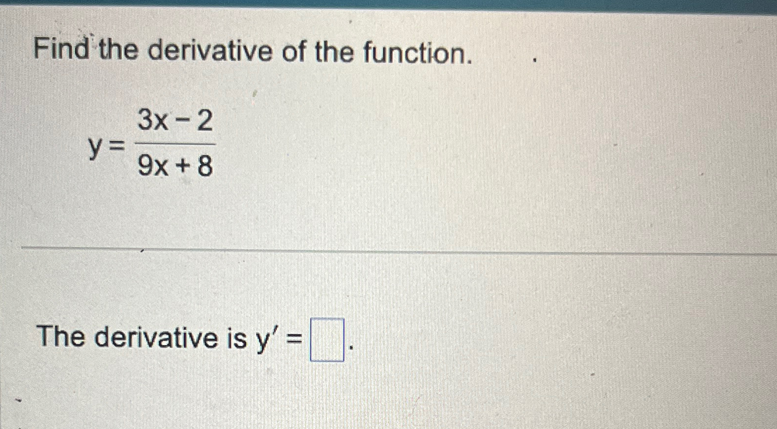 Solved Find The Derivative Of The Functiony3x 29x8the 8012