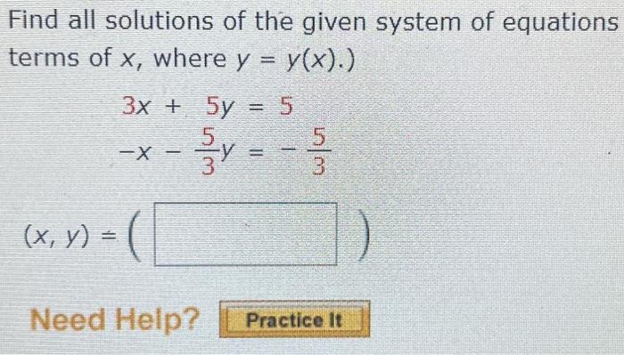 Solved Find all solutions of the given system of equations | Chegg.com