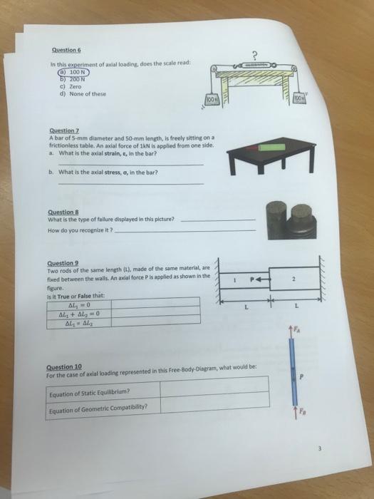 Solved Question 6 In this experiment of axial loadint does | Chegg.com
