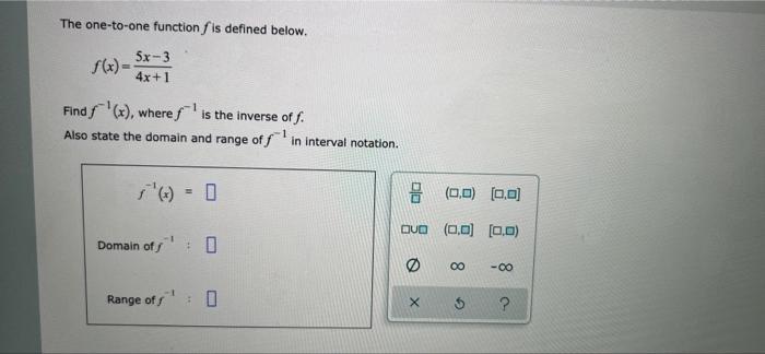 Solved The one-to-one function fis defined below. | Chegg.com