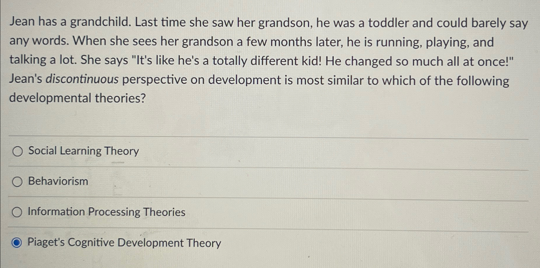 Solved Jean has a grandchild. Last time she saw her Chegg