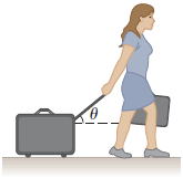 Solved A woman at an airport is towing her 14.5-kg suitcase | Chegg.com