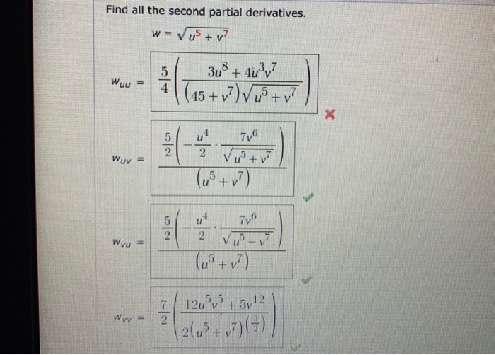 Solved Find All The Second Partial Derivatives. W = V05 + 7 | Chegg.com