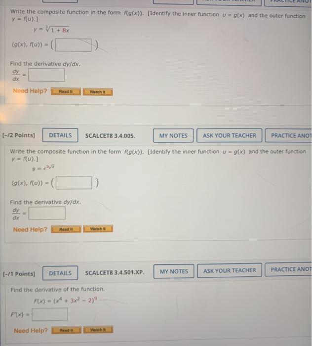 Solved g(x) and the outer function Write the composite | Chegg.com