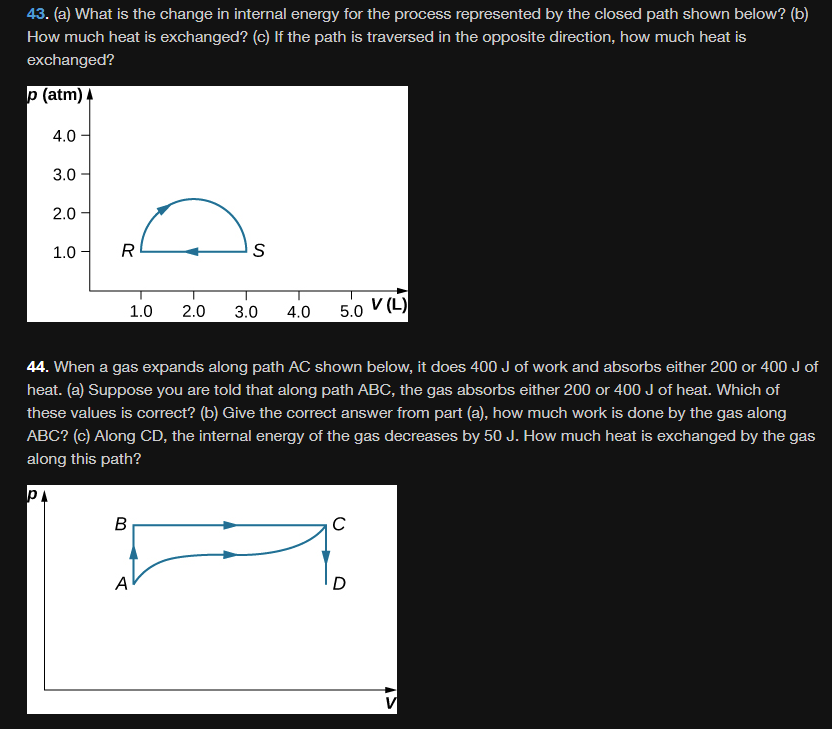 Solved (a) ﻿What is the change in internal energy for the | Chegg.com