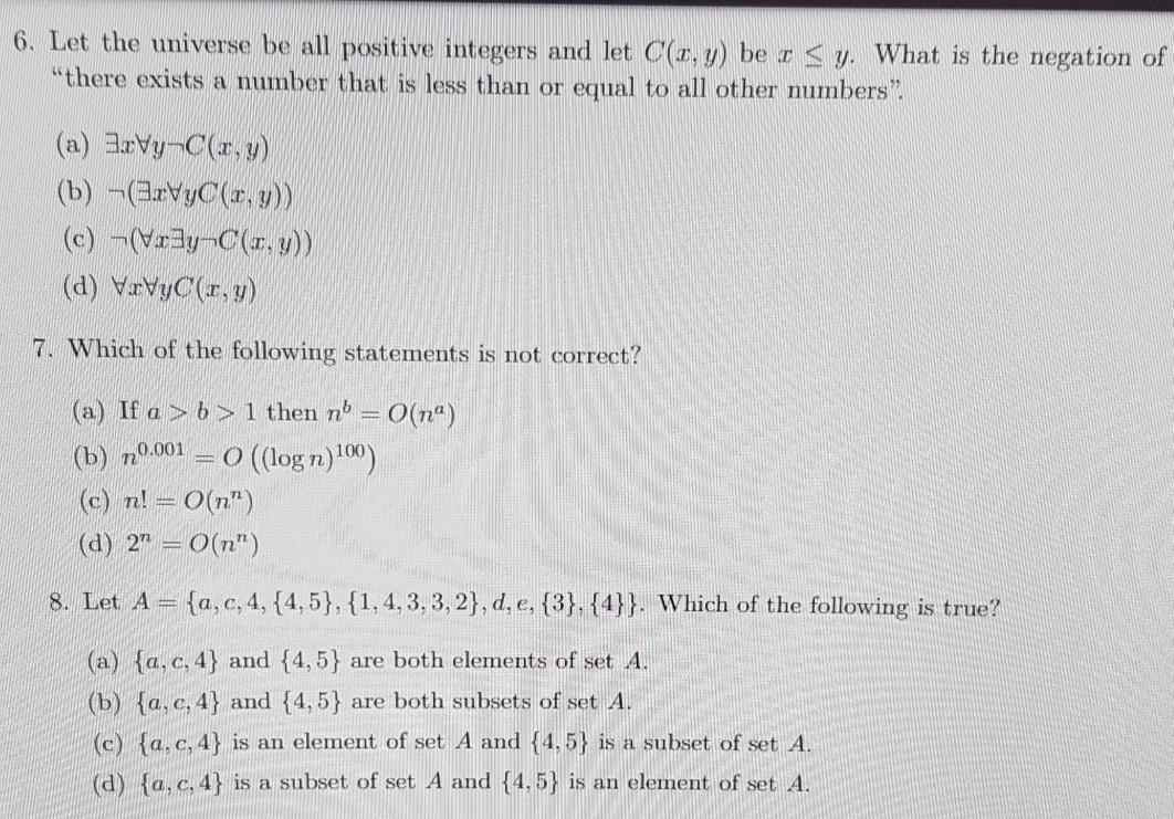 Solved 6 Let The Universe Be All Positive Integers And L Chegg Com