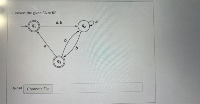 Solved Convert the given FA to RE | Chegg.com