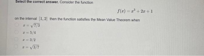 Solved Select the correct answer. Consider the function | Chegg.com
