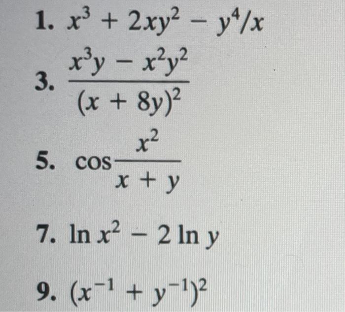 Solved 3 1 X 2xy Y X X3y X3y X 8y 2 X2 5 Cos Chegg Com