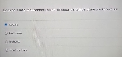 Solved Lines on a map that connect points of equal air | Chegg.com