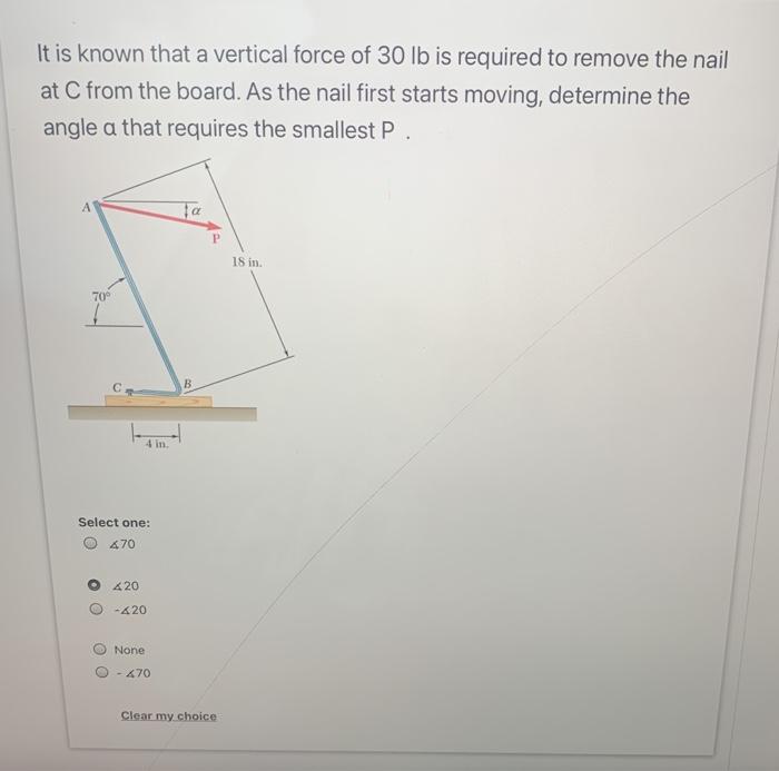 Solved It Is Known That A Vertical Force Of 30 Lb Is | Chegg.com