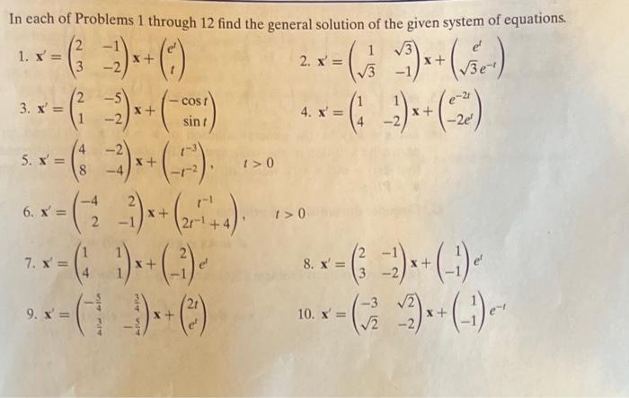 Solved In each of Problems 1 through 12 find the general | Chegg.com