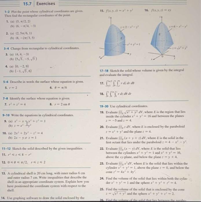 Solved 1-2. Plot the point whose cylindrical coordinates are | Chegg.com