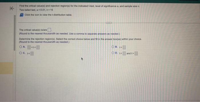 Solved Find the critical value(s) and rejection region(s) | Chegg.com