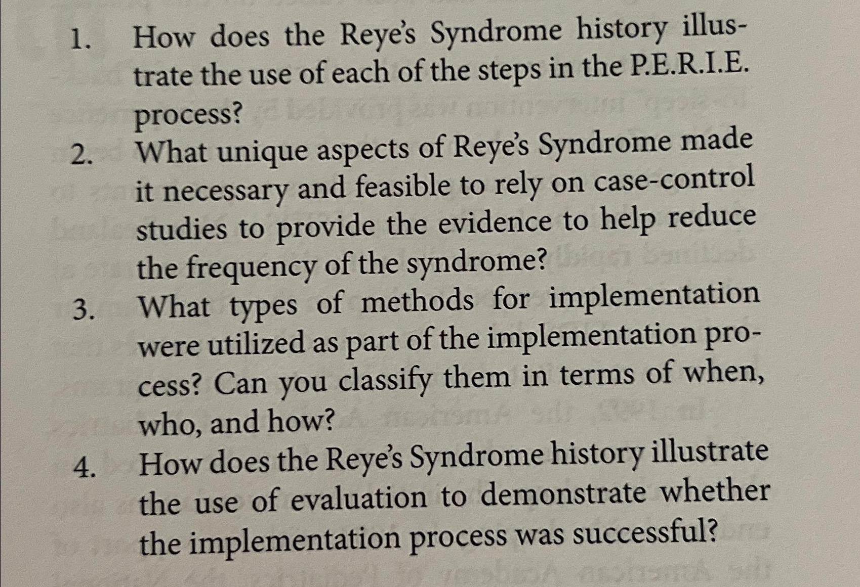 Solved How does the Reye's Syndrome history illustrate the | Chegg.com