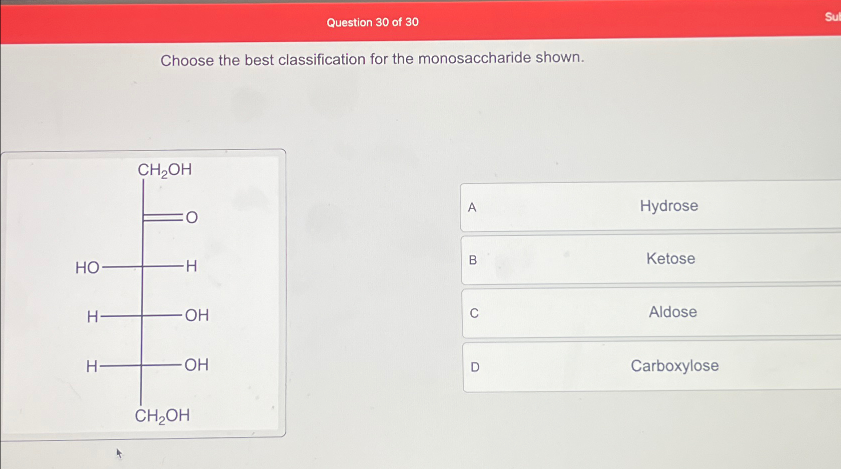 Solved Question 30 ﻿of 30Choose the best classification for | Chegg.com