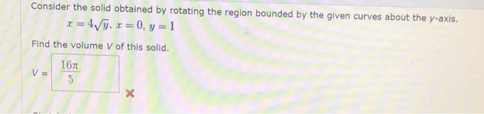 Solved Tutorial Exercise Consider the solid obtained by | Chegg.com