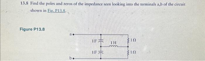 Solved 13.8 Find the poles and zeros of the impedance seen | Chegg.com