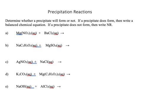 Solved Precipitation Reactions Determine whether a | Chegg.com