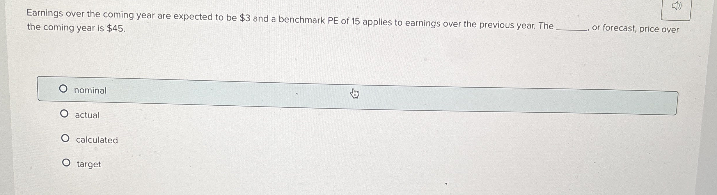 Solved Earnings over the coming year are expected to be $3 | Chegg.com