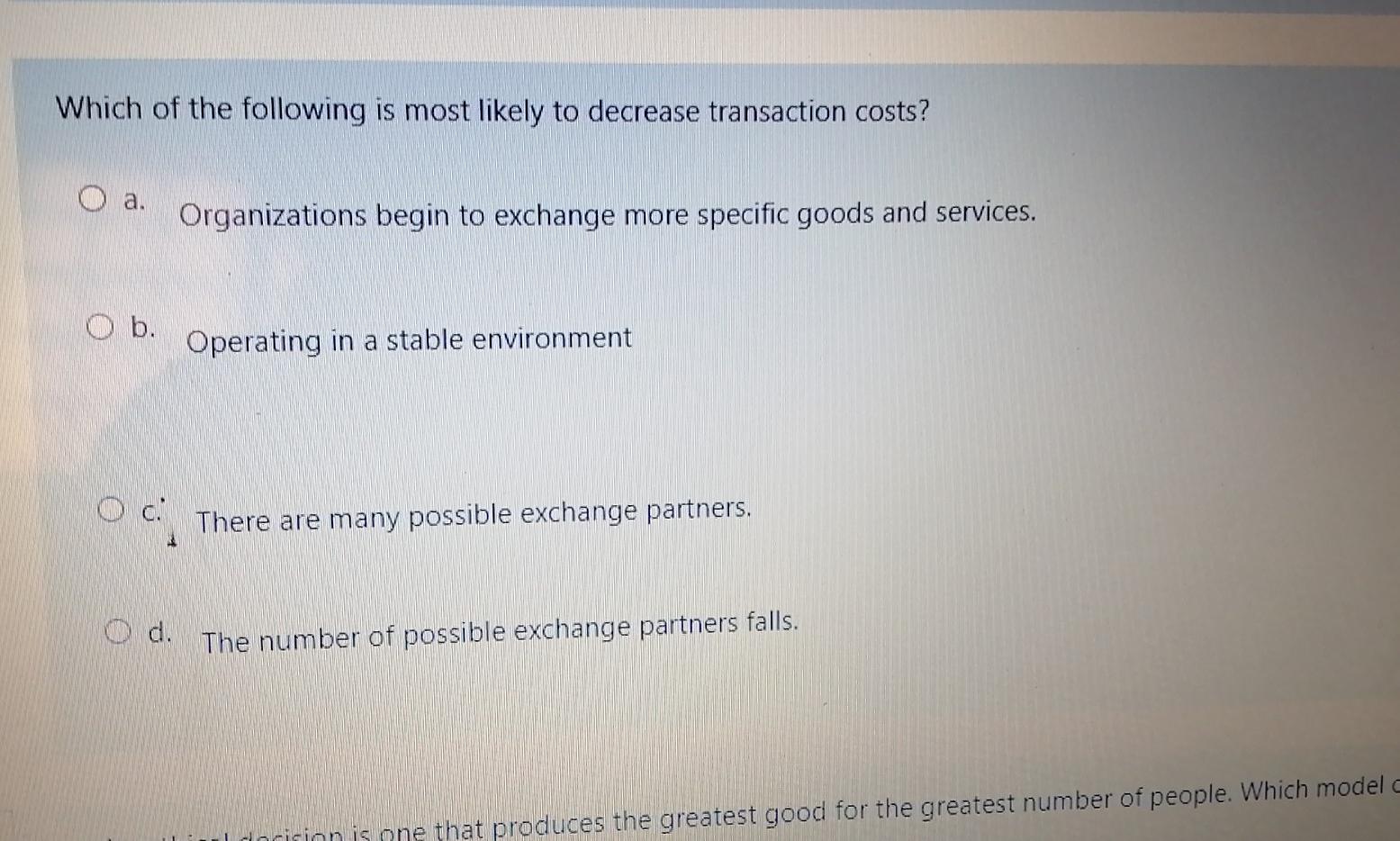 Solved Which of the following is most likely to decrease | Chegg.com