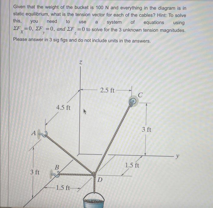 Solved Given that the weight of the bucket is 100 N and | Chegg.com